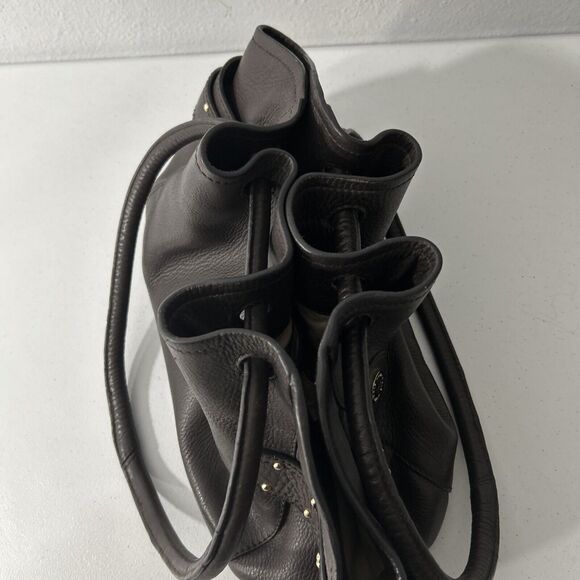 Cole Haan Purse Womens Pebbled Leather Shoulder Bag Bucket Studded Tote Handbag - Picture 11 of 16